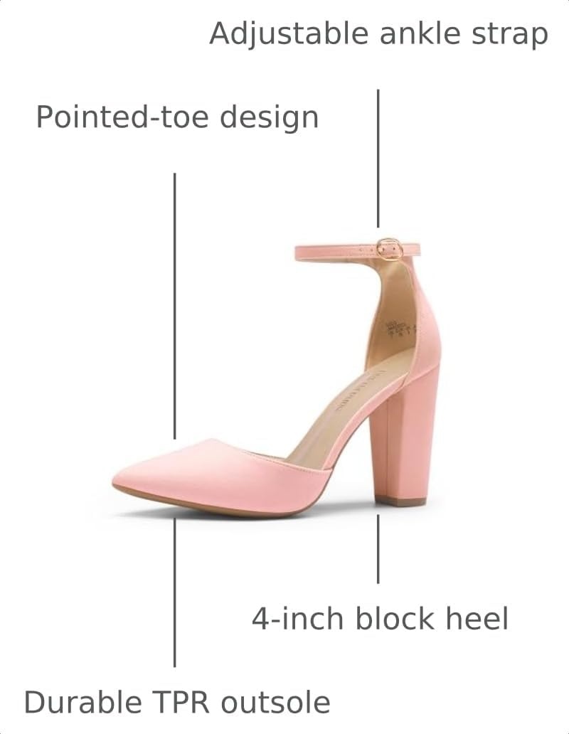 image:imageDREAM PAIRS Womens Coco High Heels Chunky PumpsPinkSuede