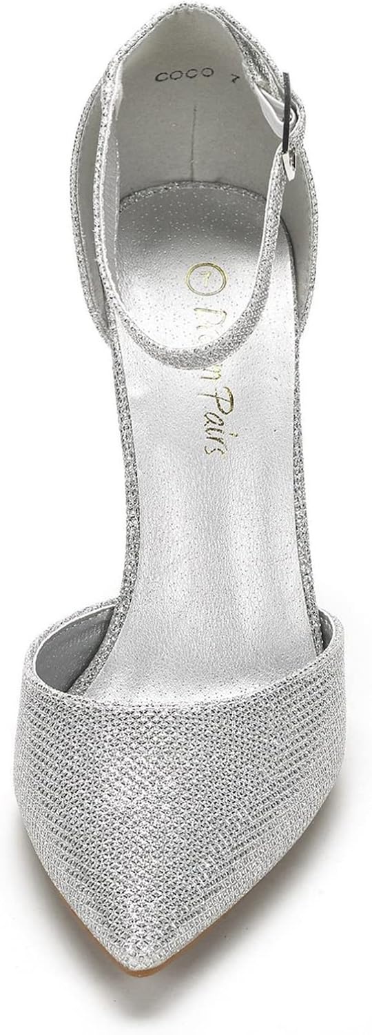 image:imageDREAM PAIRS Womens Coco High Heels Chunky PumpsSilverGlitter