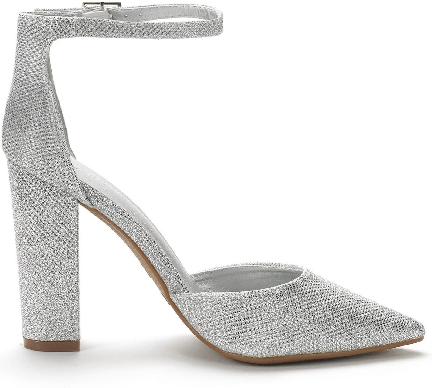 image:imageDREAM PAIRS Womens Coco High Heels Chunky PumpsSilverGlitter