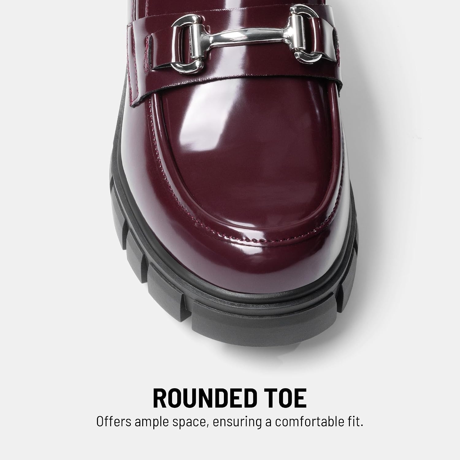 image:imageDREAM PAIRS Womens Platform Chunky LoafersBurgundypat