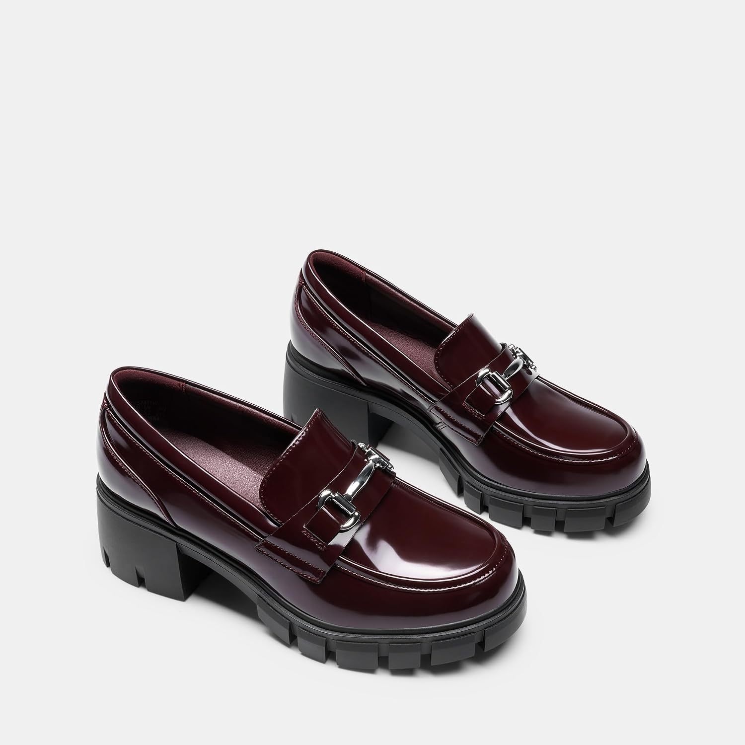 image:imageDREAM PAIRS Womens Platform Chunky LoafersBurgundypat