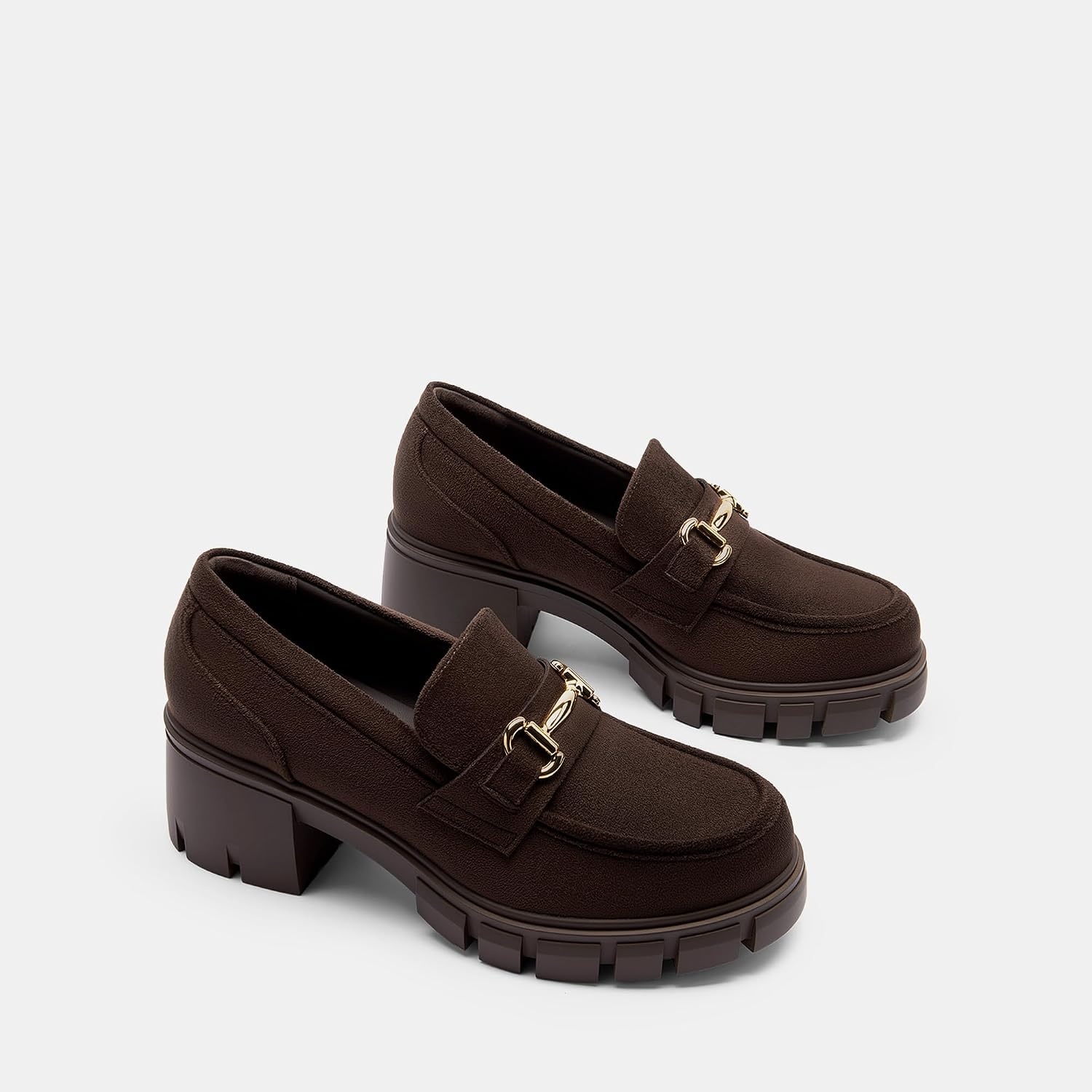 image:imageDREAM PAIRS Womens Platform Chunky LoafersDark Brown