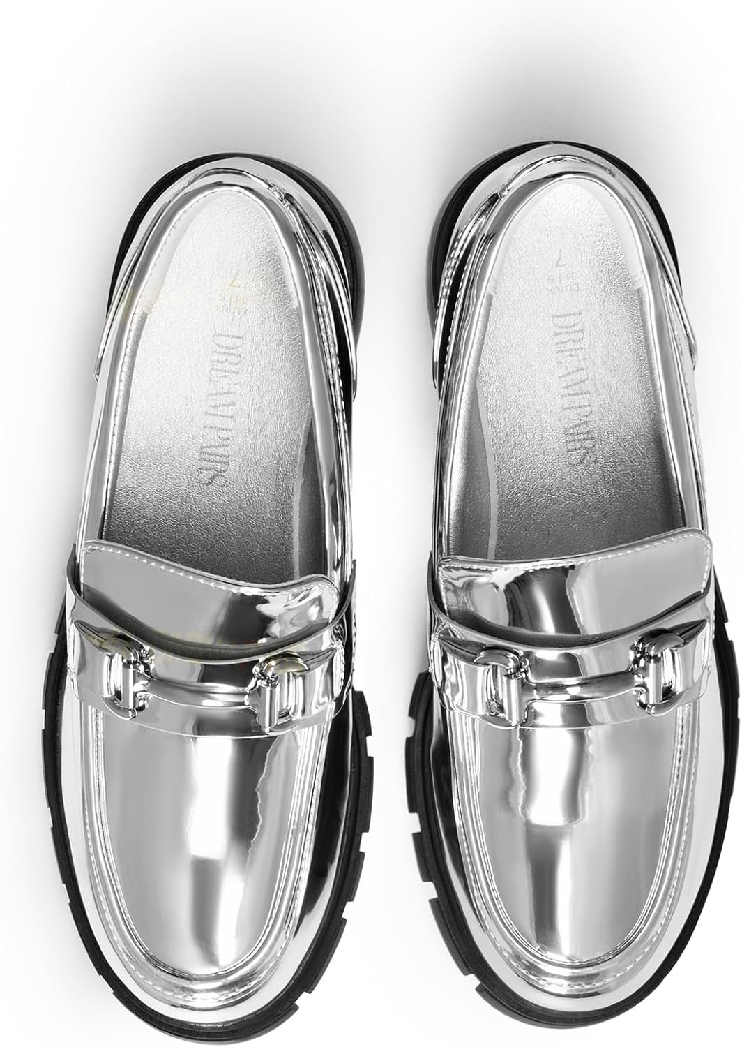 image:imageDREAM PAIRS Womens Platform Chunky LoafersSilverpat