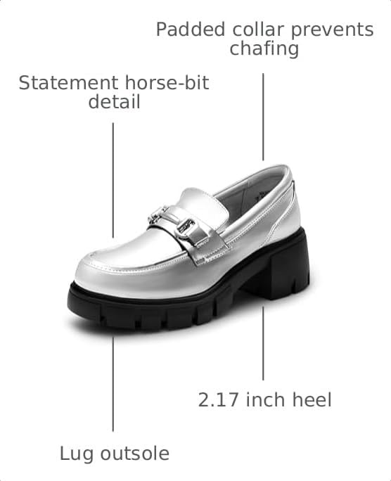 image:imageDREAM PAIRS Womens Platform Chunky LoafersSilverpat