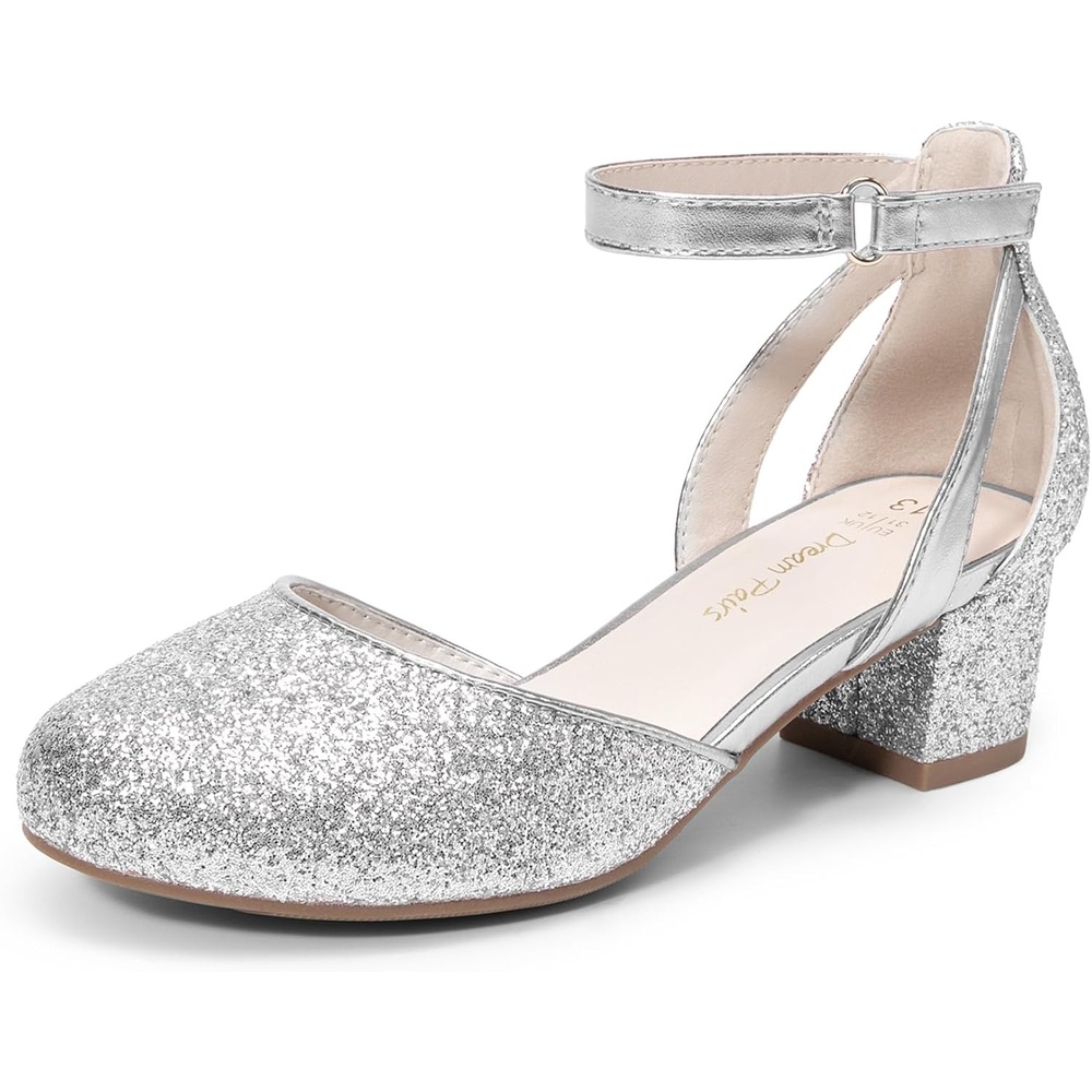 image:imageDREAM PAIRS Girls Dress Shoes Flower Wedding HeelsSilver