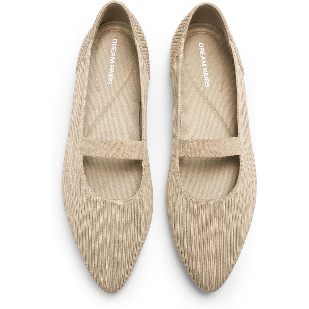 image:imageDREAM PAIRS Womens Pointed Toe Dressy Mary Jane FlatsNude