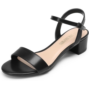 DREAM PAIRS Women’s Chunky Low Block Heel Dress Sandals(Black-pu-1)