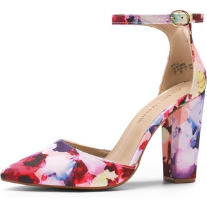 DREAM PAIRS Women’s Coco High Heels Chunky Pumps(Floral)