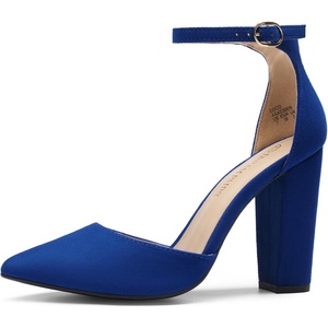 DREAM PAIRS Women’s Coco High Heels Chunky Pumps(Royal/Blue)