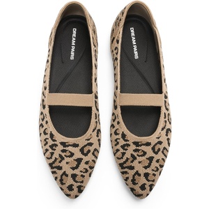 DREAM PAIRS Women’s Pointed Toe Dressy Mary Jane Flats(Leopard)