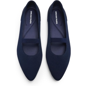 DREAM PAIRS Women’s Pointed Toe Dressy Mary Jane Flats(Navy)