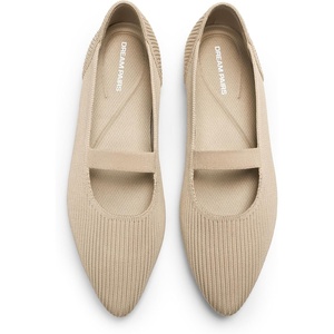 DREAM PAIRS Women’s Pointed Toe Dressy Mary Jane Flats(Nude)
