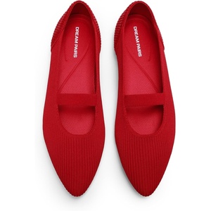 DREAM PAIRS Women’s Pointed Toe Dressy Mary Jane Flats(Red)