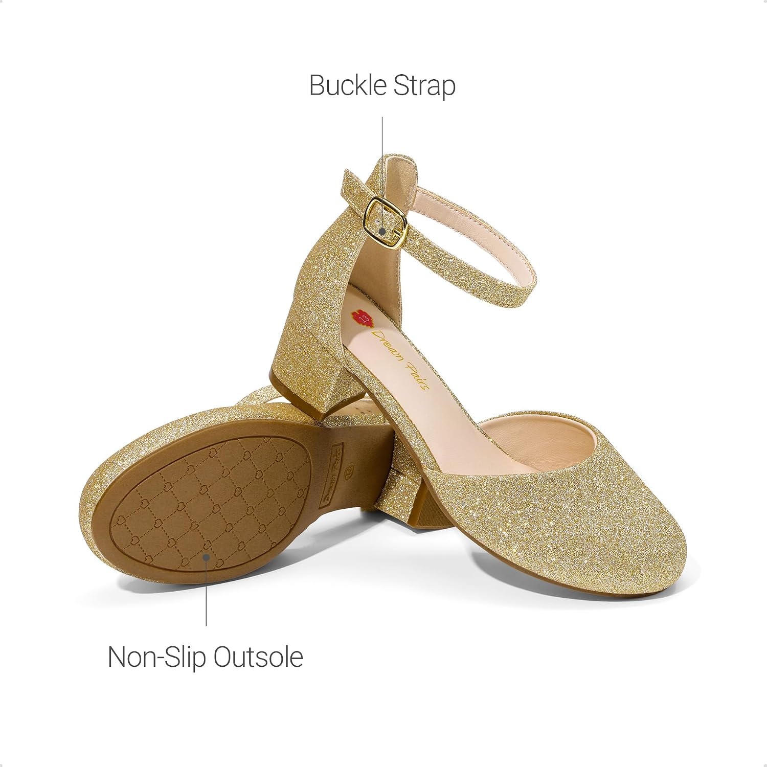 image:imageDREAM PAIRS Girls Dress Shoes Wedding Flower HeelsAll Gold