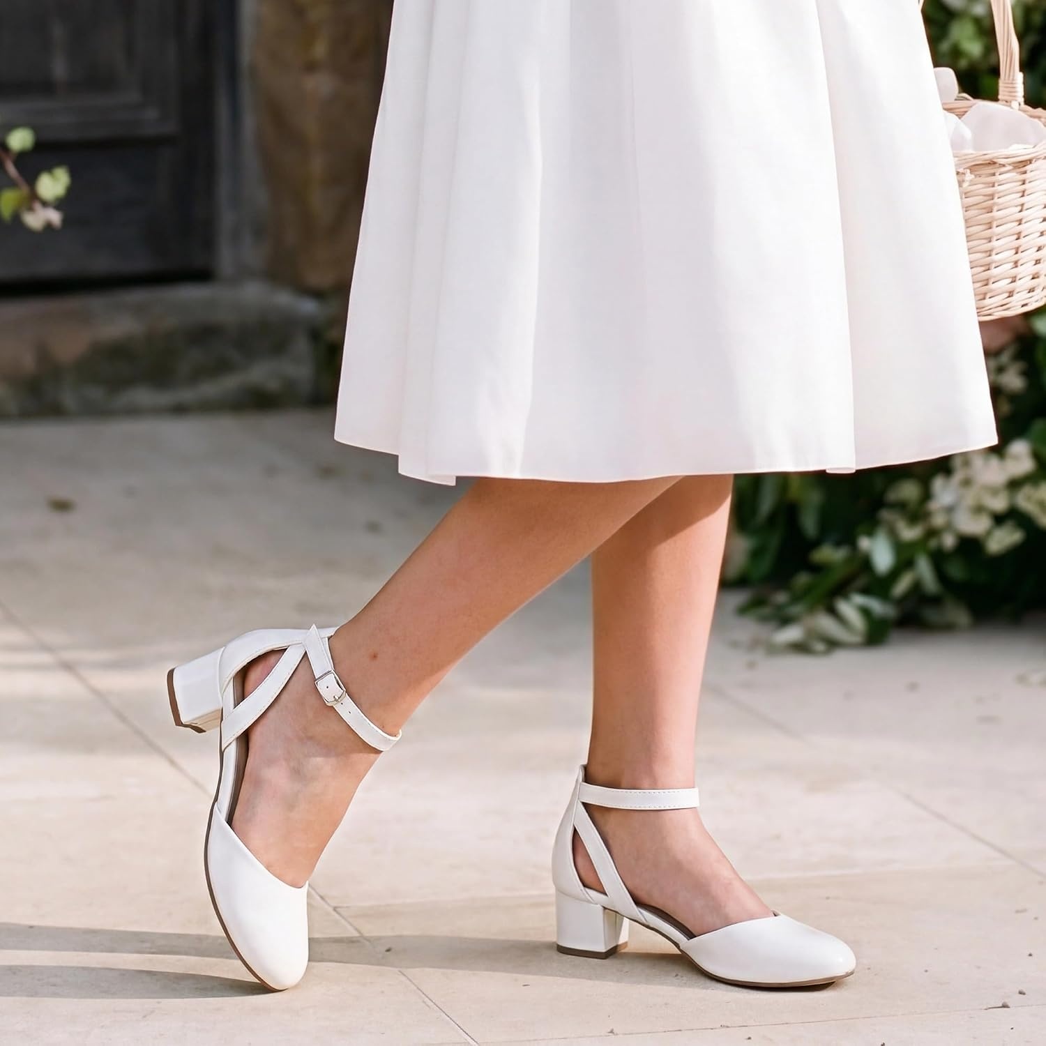image:imageDREAM PAIRS Girls Dress Shoes Wedding Flower HeelsWhite