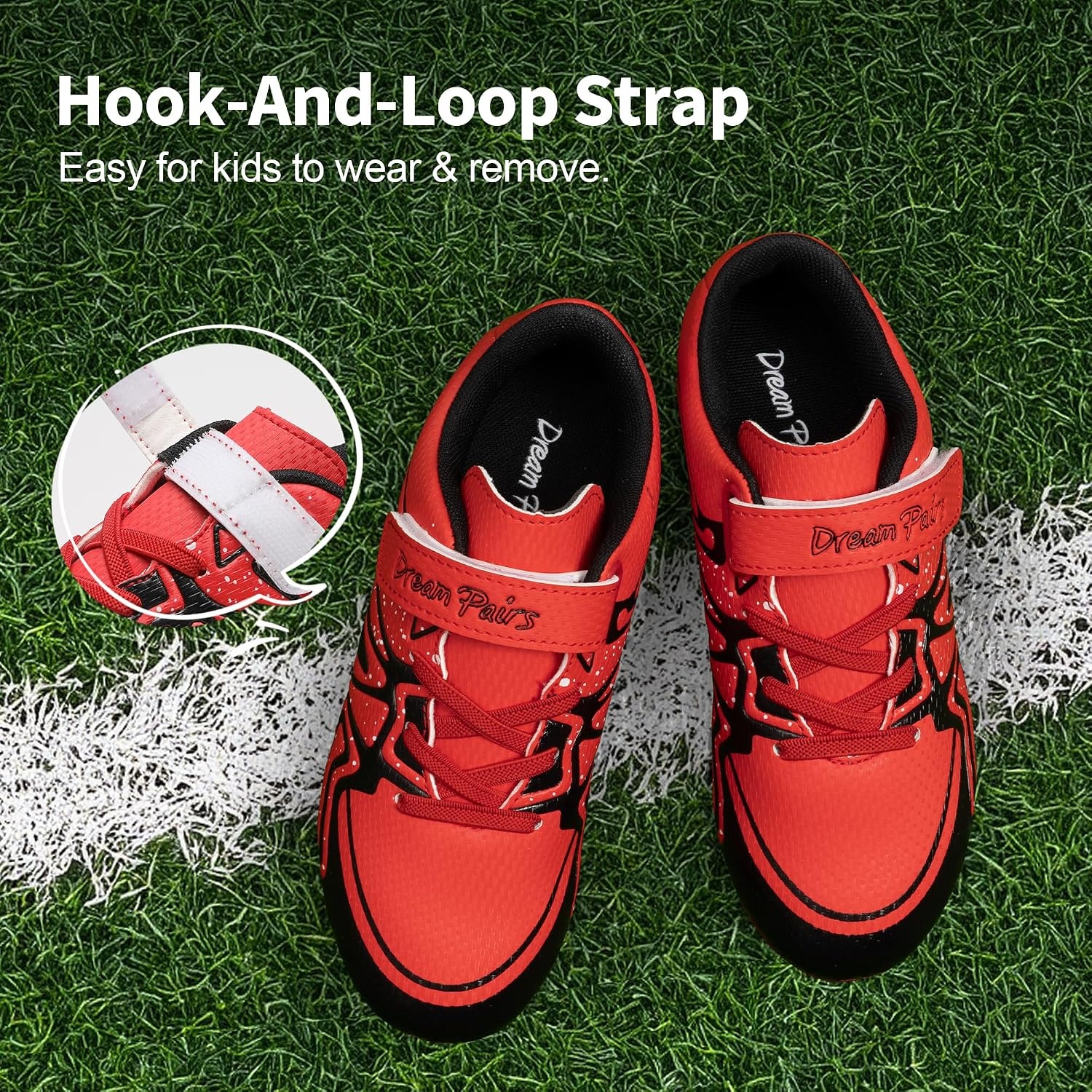 image:imageDREAM PAIRS Kids Soccer Cleats Boys GirlsRedBlack