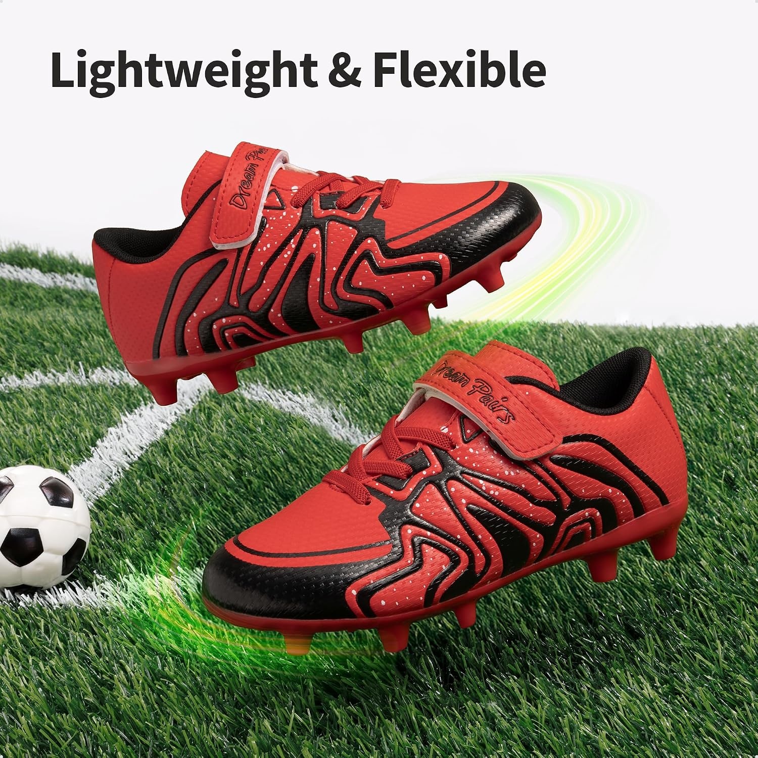 image:imageDREAM PAIRS Kids Soccer Cleats Boys GirlsRedBlack
