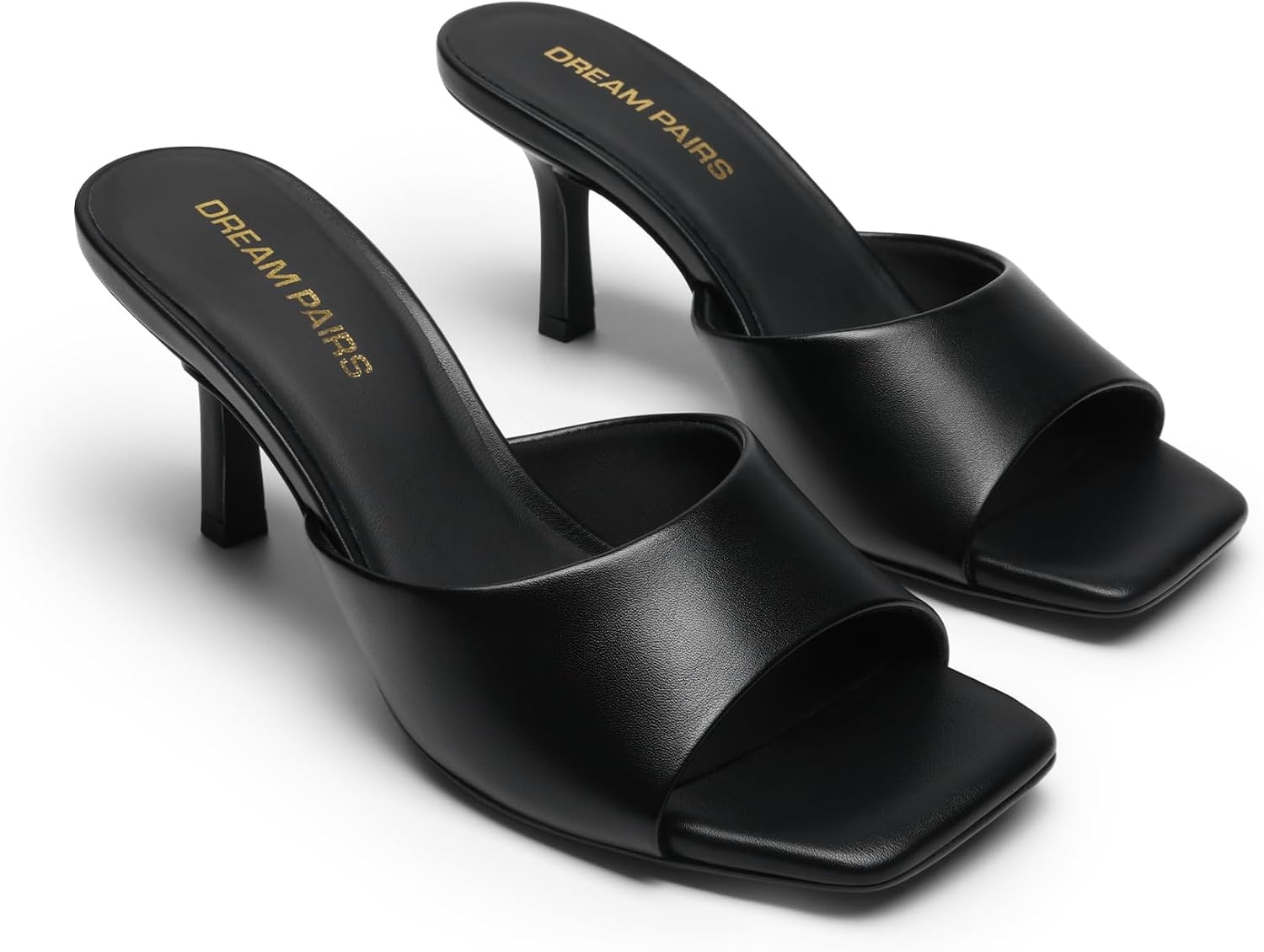 image:imageDREAM PAIRS Womens Comfort Square Toe Kitten Mule HeelsBlackpu
