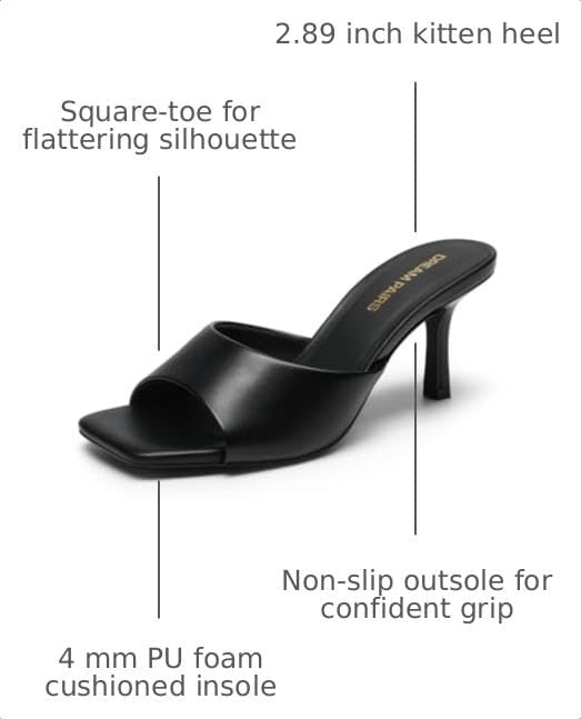 image:imageDREAM PAIRS Womens Comfort Square Toe Kitten Mule HeelsBlackpu
