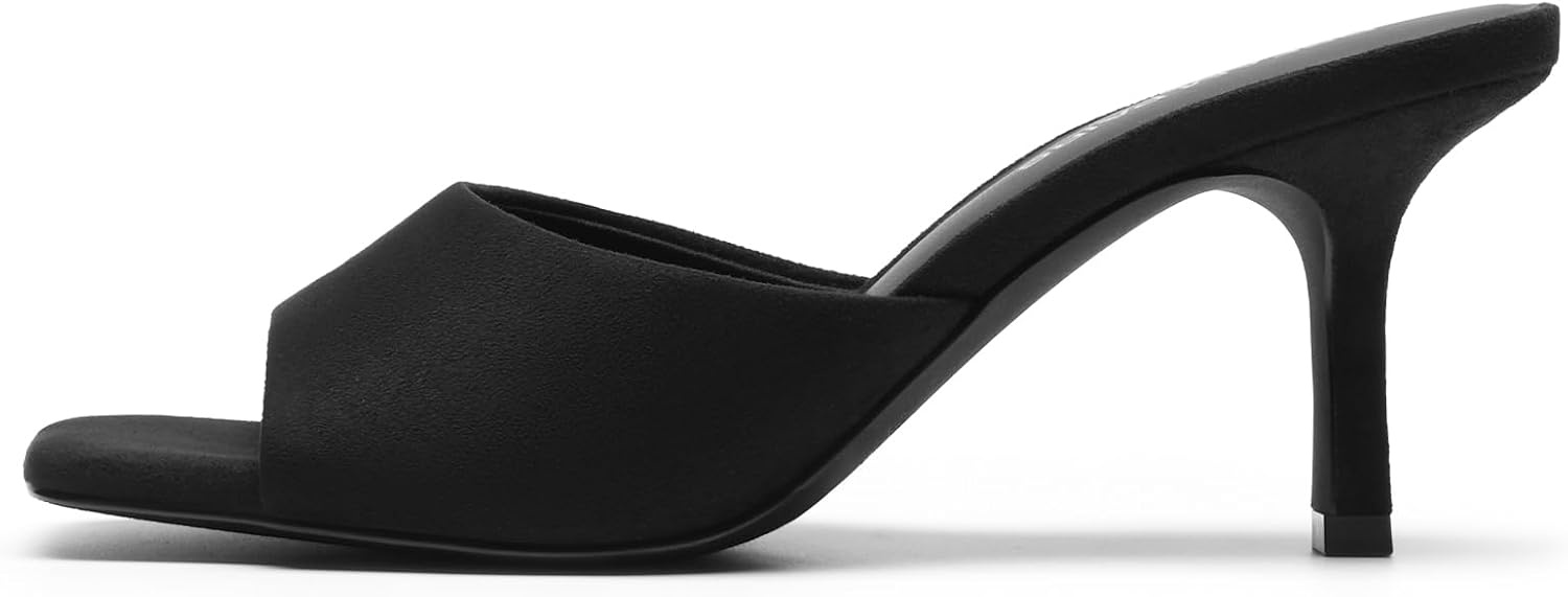 image:imageDREAM PAIRS Womens Comfort Square Toe Kitten Mule HeelsBlacksuede