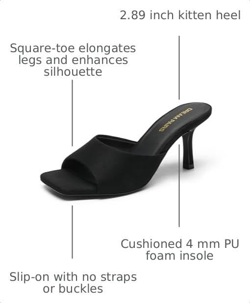 image:imageDREAM PAIRS Womens Comfort Square Toe Kitten Mule HeelsBlacksuede