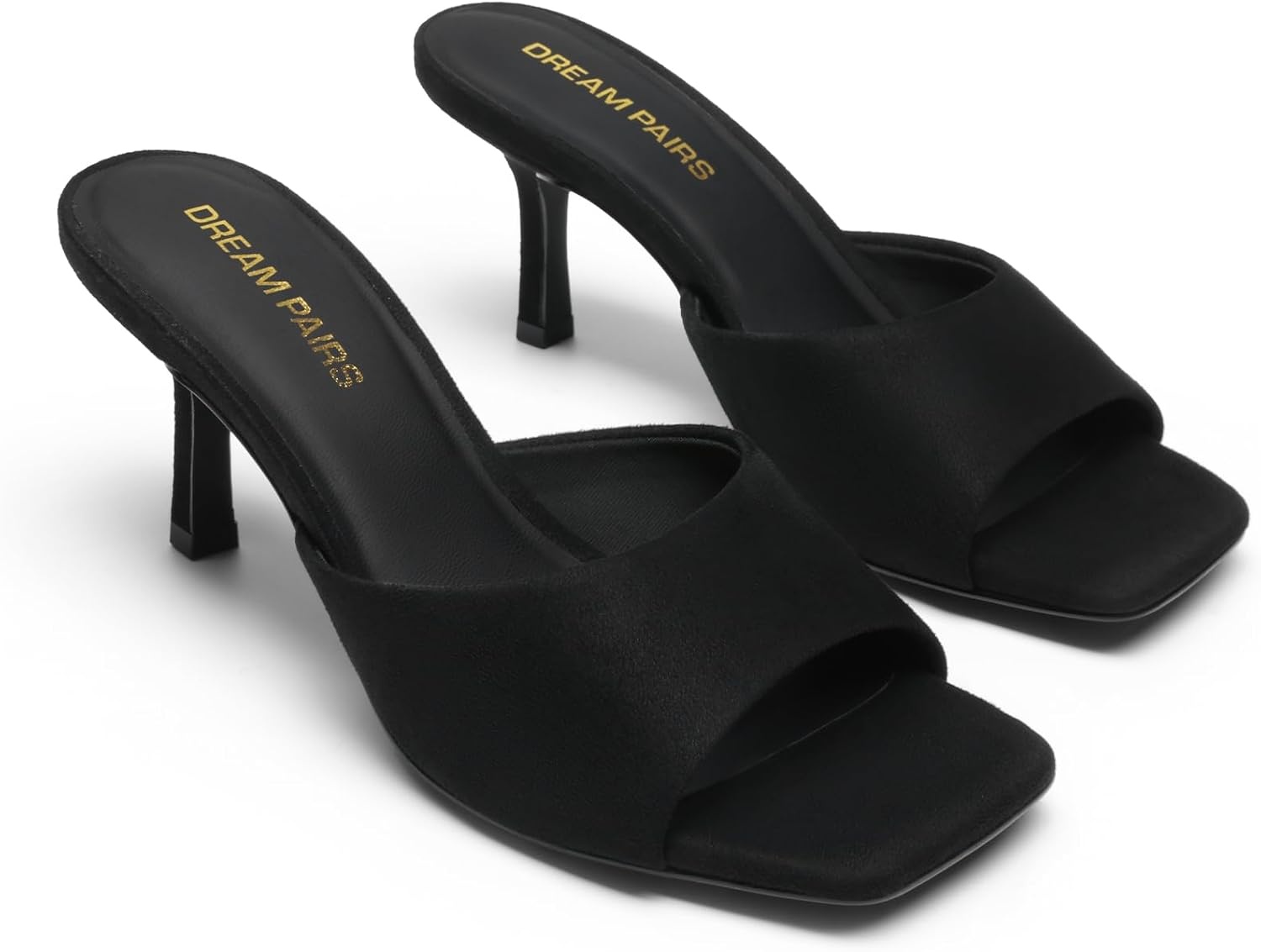 image:imageDREAM PAIRS Womens Comfort Square Toe Kitten Mule HeelsBlacksuede