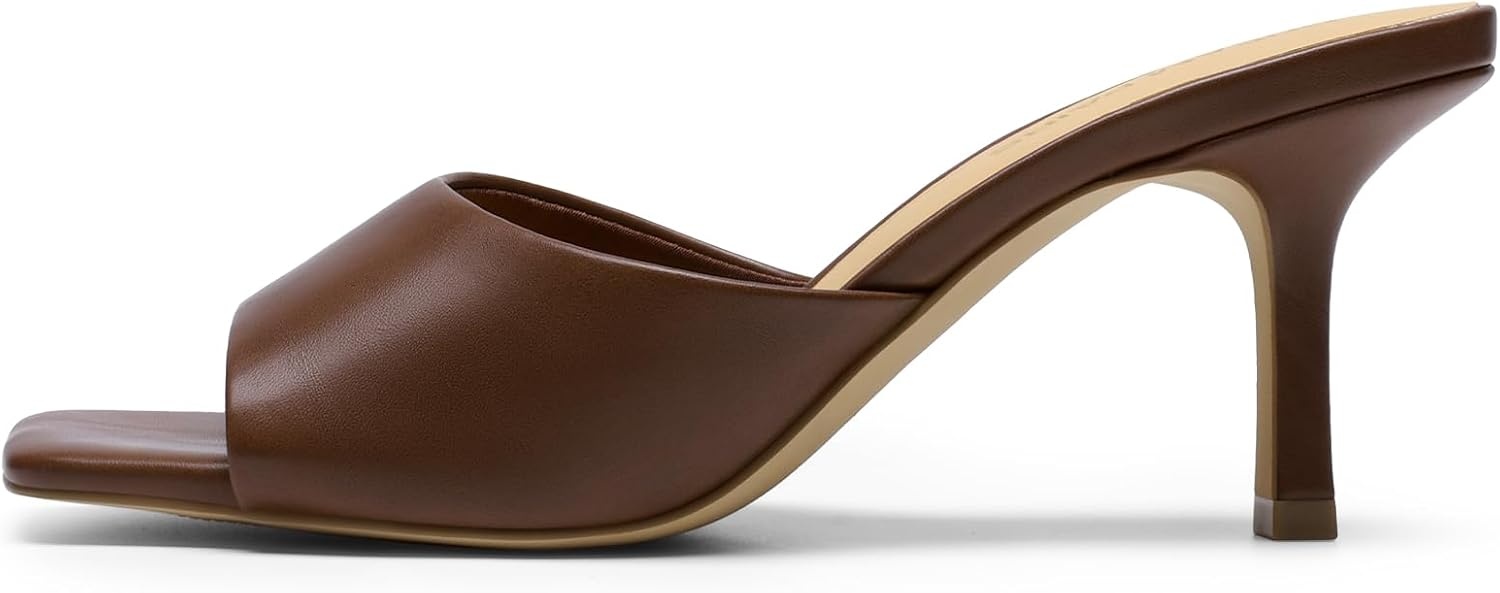 image:imageDREAM PAIRS Womens Comfort Square Toe Kitten Mule HeelsBrown