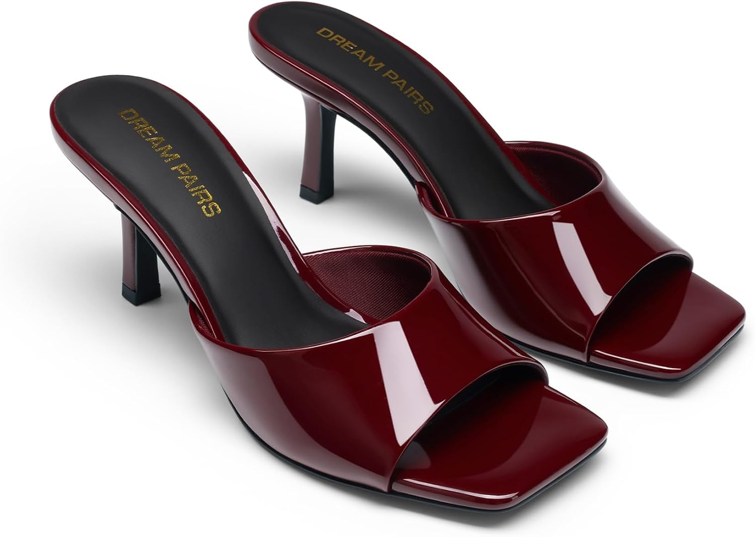 image:imageDREAM PAIRS Womens Comfort Square Toe Kitten Mule HeelsBurgundy