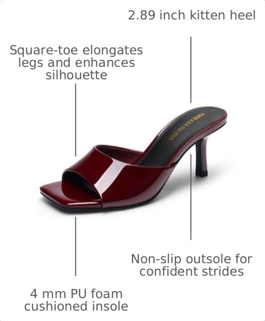 image:imageDREAM PAIRS Womens Comfort Square Toe Kitten Mule HeelsBurgundy