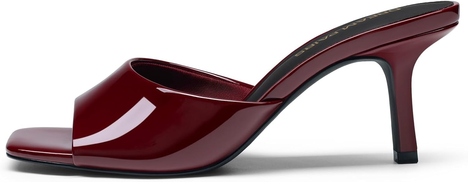 image:imageDREAM PAIRS Womens Comfort Square Toe Kitten Mule HeelsBurgundy