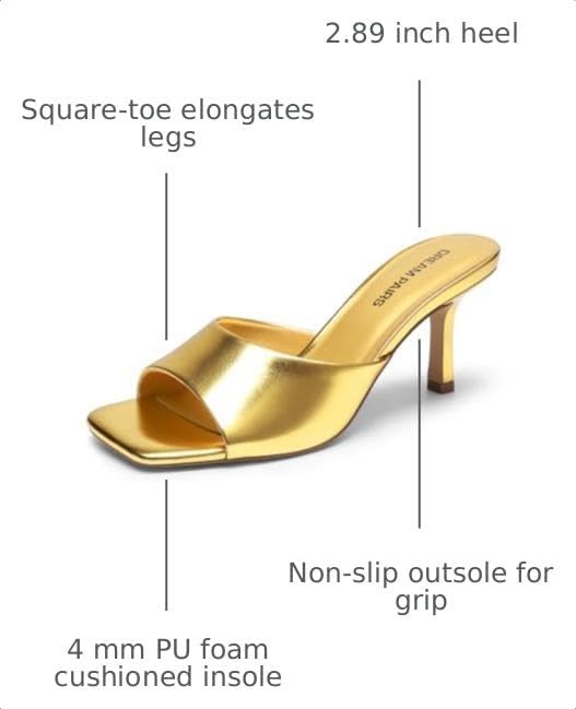 image:imageDREAM PAIRS Womens Comfort Square Toe Kitten Mule HeelsGold