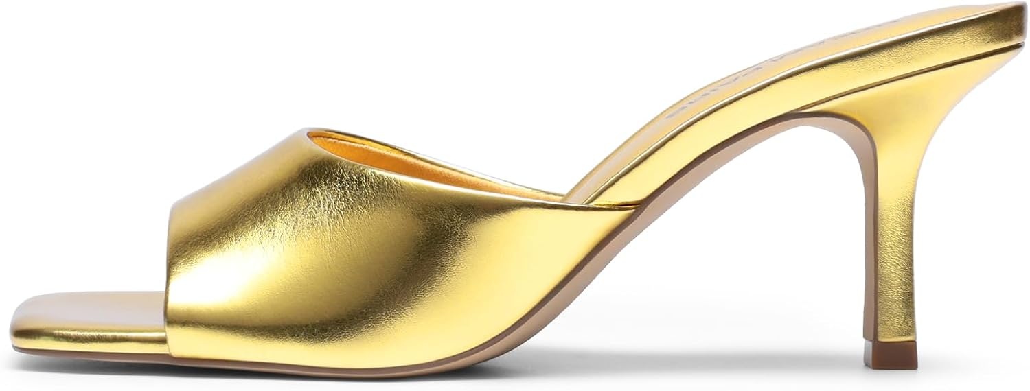 image:imageDREAM PAIRS Womens Comfort Square Toe Kitten Mule HeelsGold