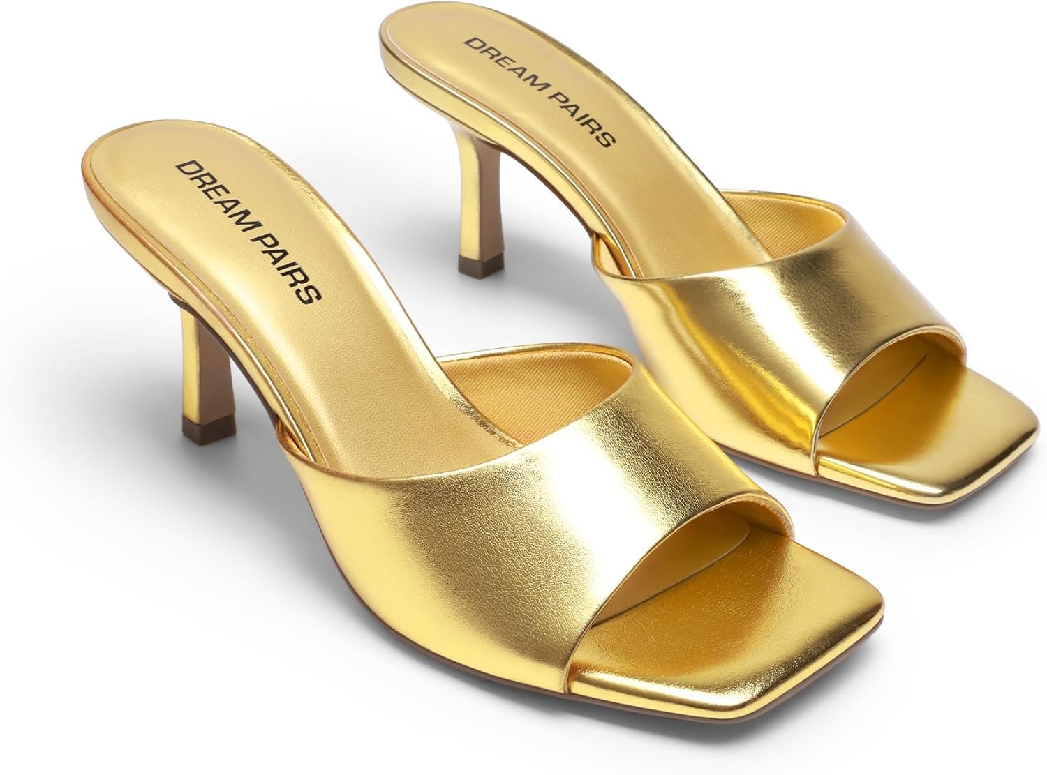 image:imageDREAM PAIRS Womens Comfort Square Toe Kitten Mule HeelsGold