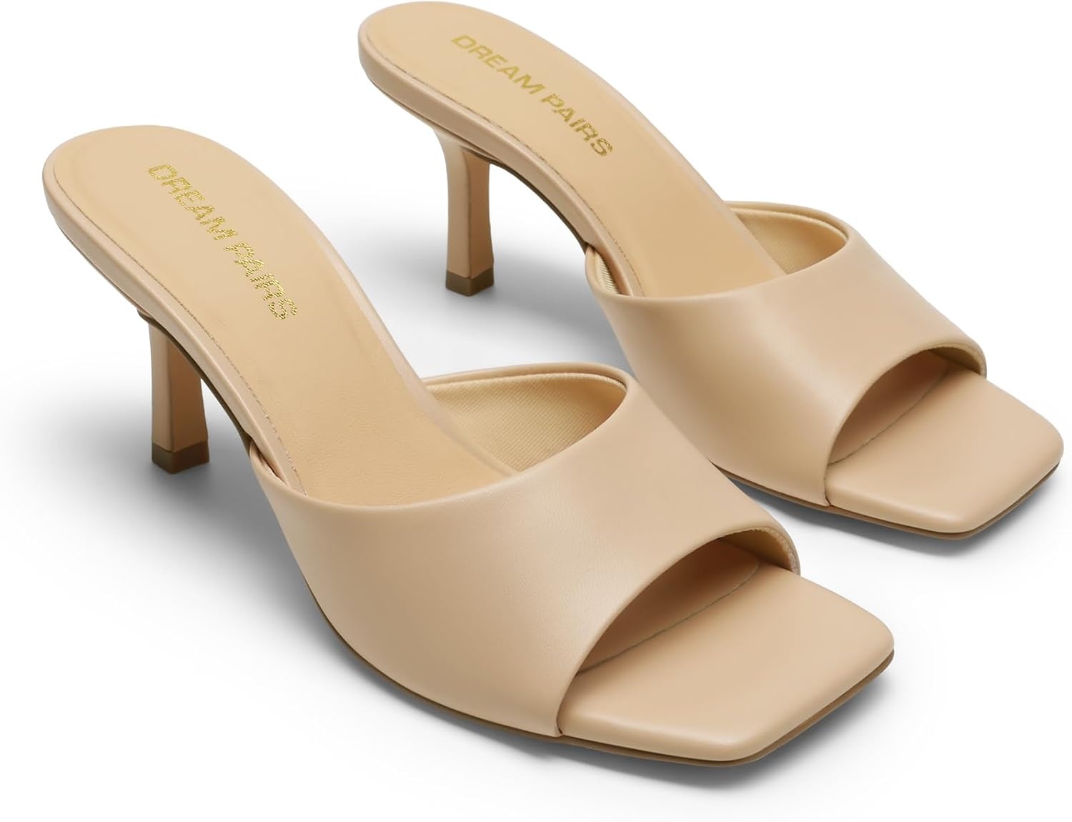 image:imageDREAM PAIRS Womens Comfort Square Toe Kitten Mule HeelsNude