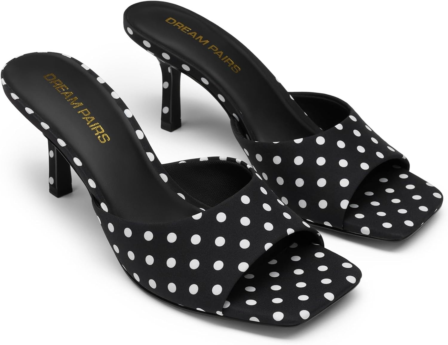image:imageDREAM PAIRS Womens Comfort Square Toe Kitten Mule HeelsPolka Dot