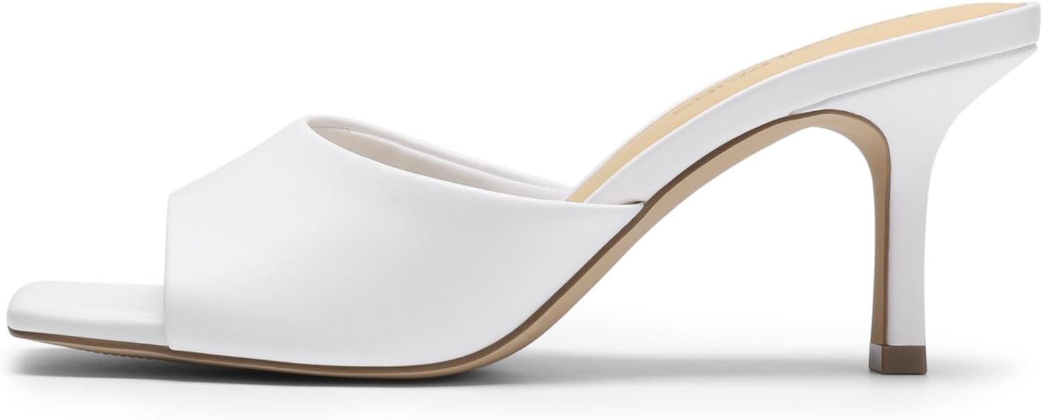 image:imageDREAM PAIRS Womens Comfort Square Toe Kitten Mule HeelsWhite