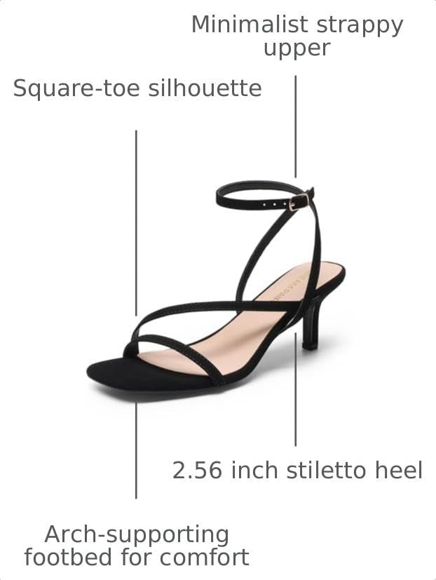 image:imageDREAM PAIRS Womens Low Kitten Heels Strappy SandalsBlacknubuck