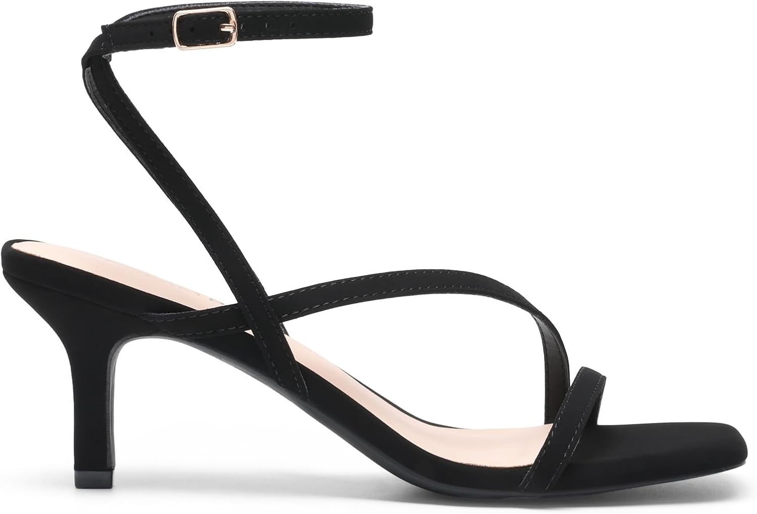 image:imageDREAM PAIRS Womens Low Kitten Heels Strappy SandalsBlacknubuck