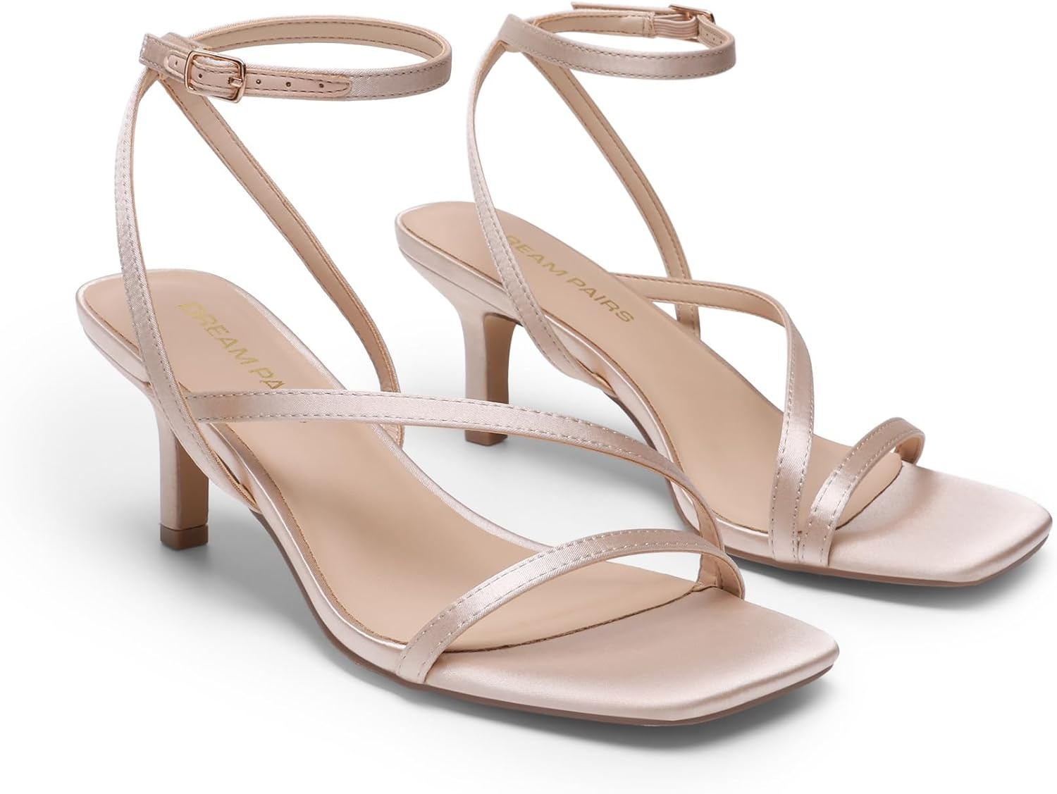 image:imageDREAM PAIRS Womens Low Kitten Heels Strappy SandalsChampagne