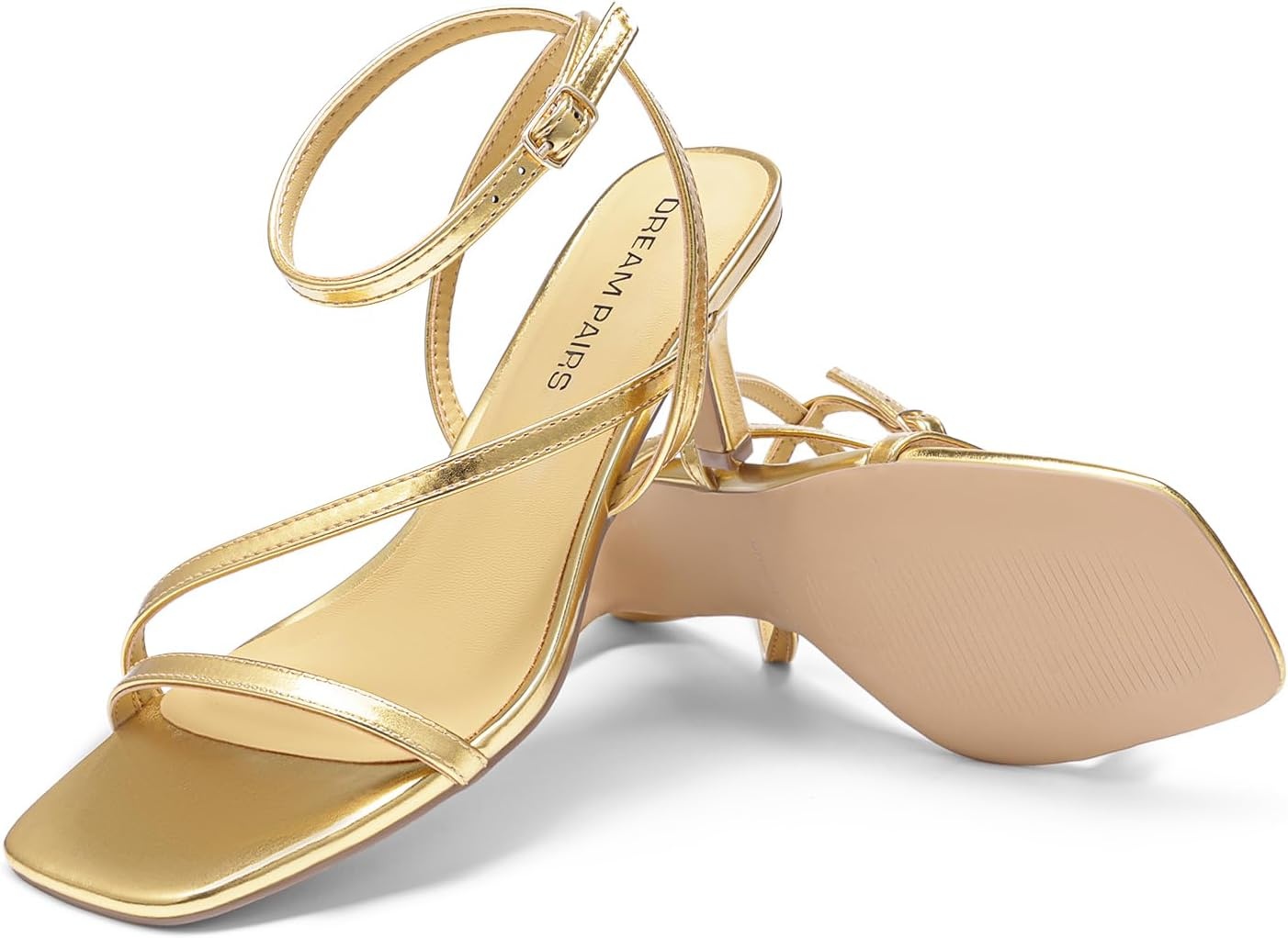 image:imageDREAM PAIRS Womens Low Kitten Heels Strappy SandalsGold