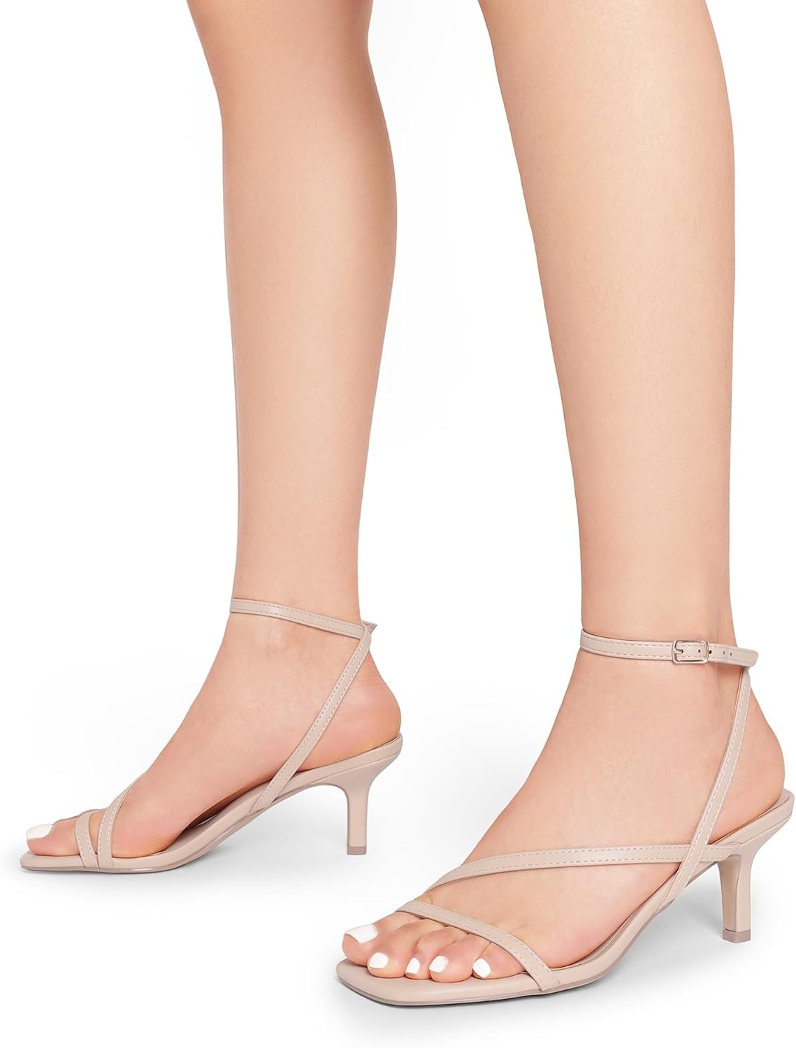 image:imageDREAM PAIRS Womens Low Kitten Heels Strappy SandalsNude