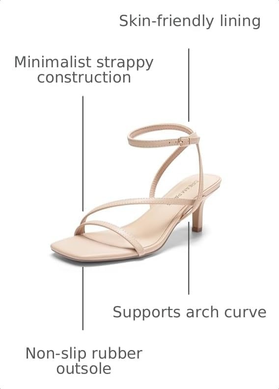 image:imageDREAM PAIRS Womens Low Kitten Heels Strappy SandalsNude