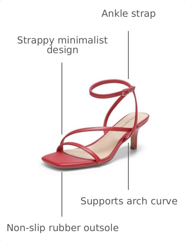 image:imageDREAM PAIRS Womens Low Kitten Heels Strappy SandalsRed
