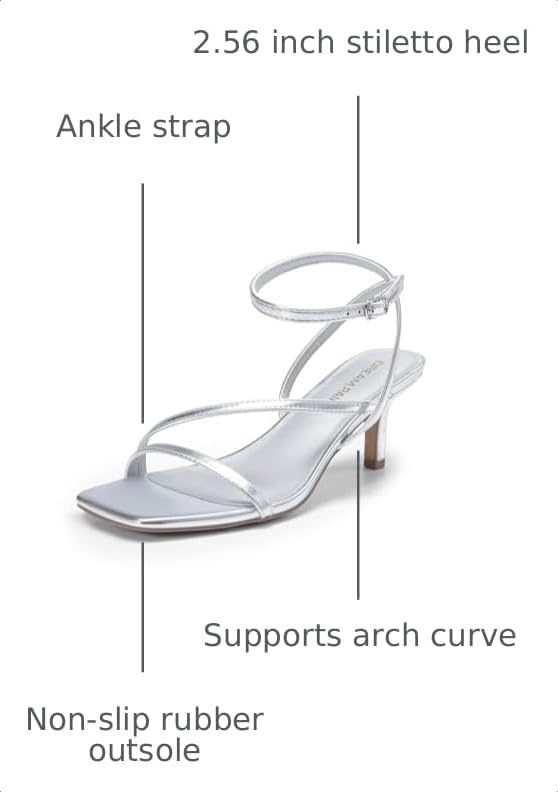 image:imageDREAM PAIRS Womens Low Kitten Heels Strappy SandalsSilver