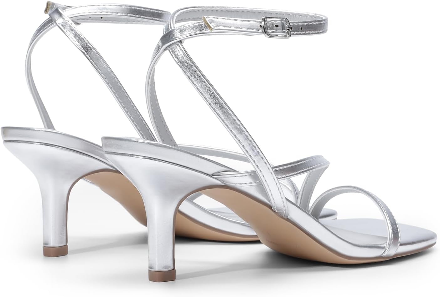 image:imageDREAM PAIRS Womens Low Kitten Heels Strappy SandalsSilver