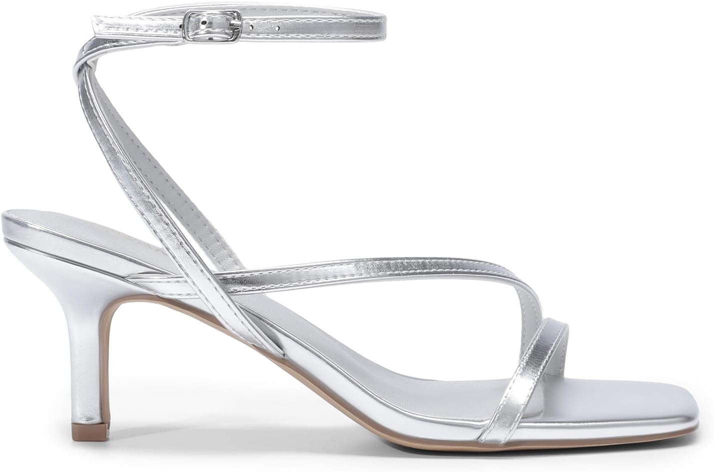 image:imageDREAM PAIRS Womens Low Kitten Heels Strappy SandalsSilver