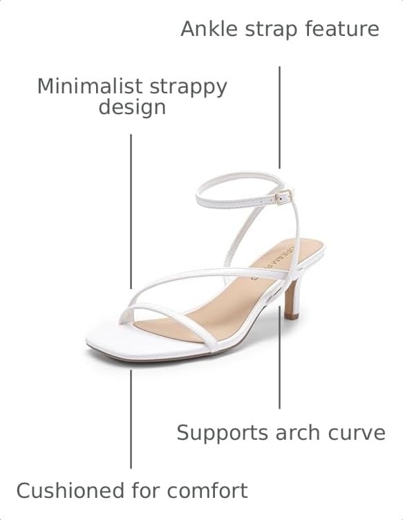image:imageDREAM PAIRS Womens Low Kitten Heels Strappy SandalsWhite