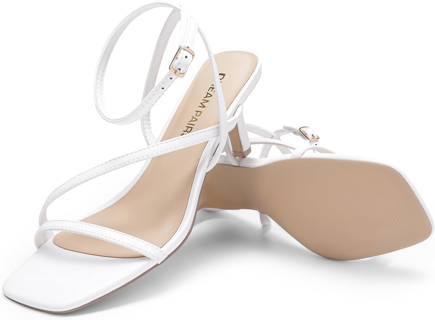 image:imageDREAM PAIRS Womens Low Kitten Heels Strappy SandalsWhite