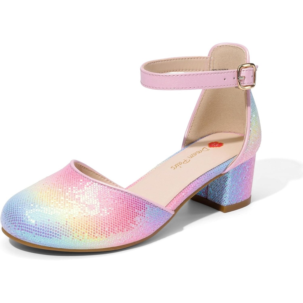 image:imageDREAM PAIRS Girls Dress Shoes Wedding Flower HeelsRainbow