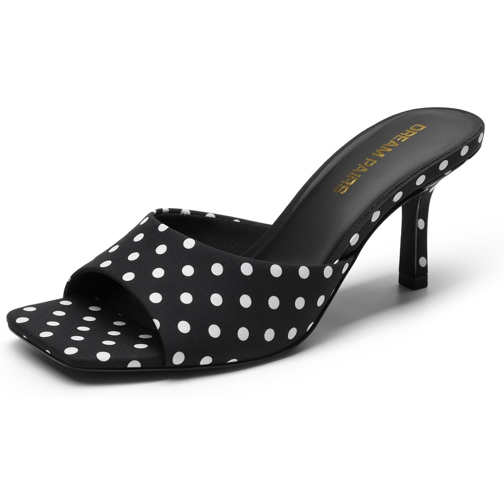 image:imageDREAM PAIRS Womens Comfort Square Toe Kitten Mule HeelsPolka Dot